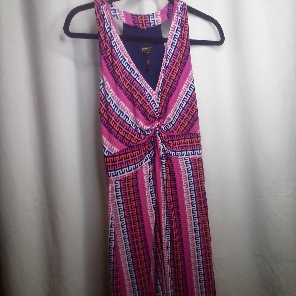 Laundry Shelli Segal Dress Women 4 Sleeveless Pattern Pink Blue